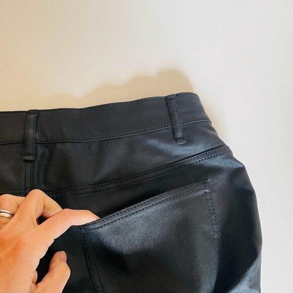 Lafayette 148 New York Jeans Thompson Wax Coated Faux Leahter BLack Moto Bomber - Picture 4 of 9